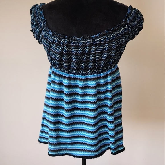 Free People Women's Blue and black striped shirt size S. - Picture 5 of 7